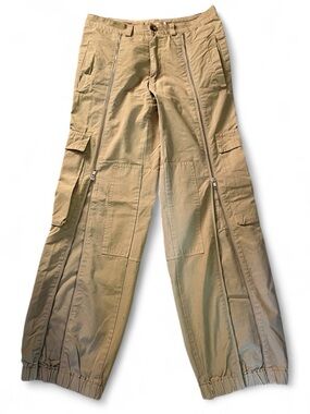 Imperial size 44 luxury Men's Khaki Cargo Zip-Panel Utility Pants
